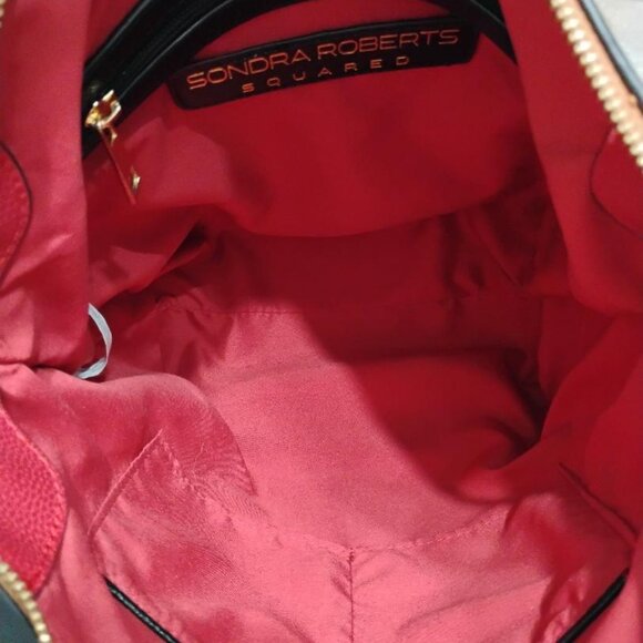 Sondra Roberts Brown and Red Squared Shoulder Bag - Picture 8 of 13